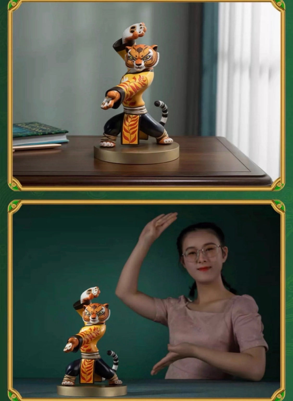 Tongshifu Kung Fu Panda Fierce Tiger Brass Statue Hand-Painted Limited Edition
