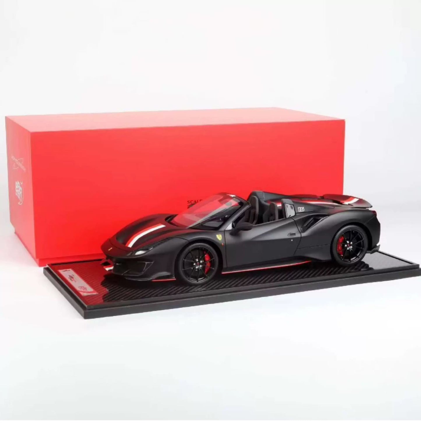 BBR 1/12 Ferrari 488 Pista Spider Resin Model Matte Black Racing Livery
