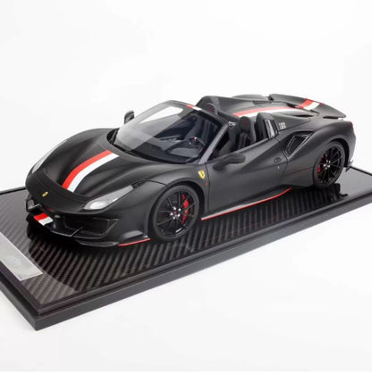 BBR 1/12 Ferrari 488 Pista Spider Resin Model Matte Black Racing Livery