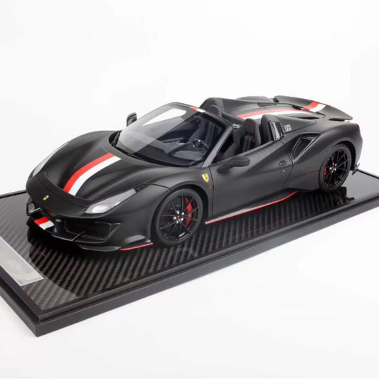 BBR 1/12 Ferrari 488 Pista Spider Resin Model Matte Black Racing Livery