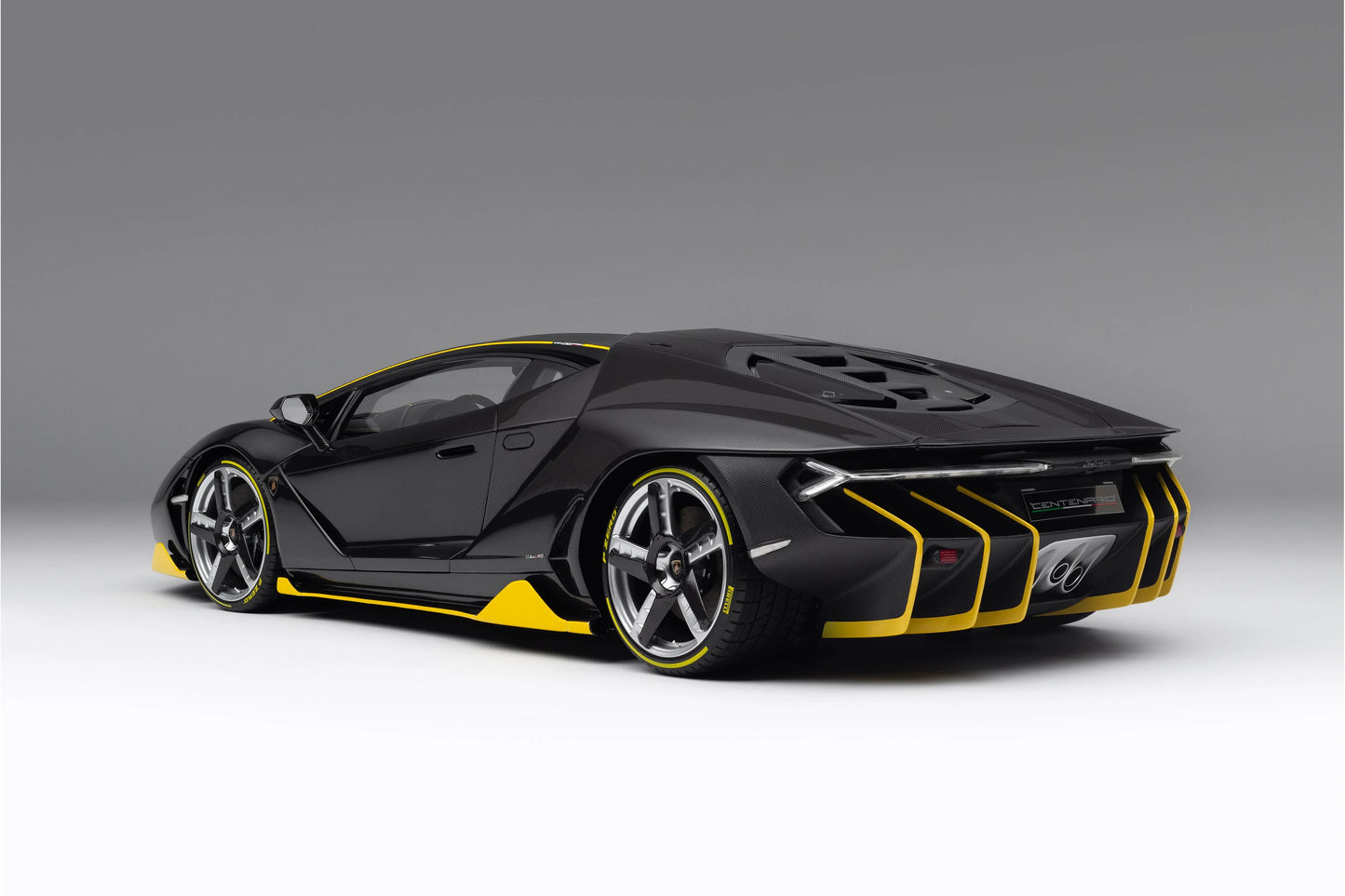 Amalgam 1/8 Lamborghini Centenario – Carbon Black with Yellow Accents | Air Shipping from China