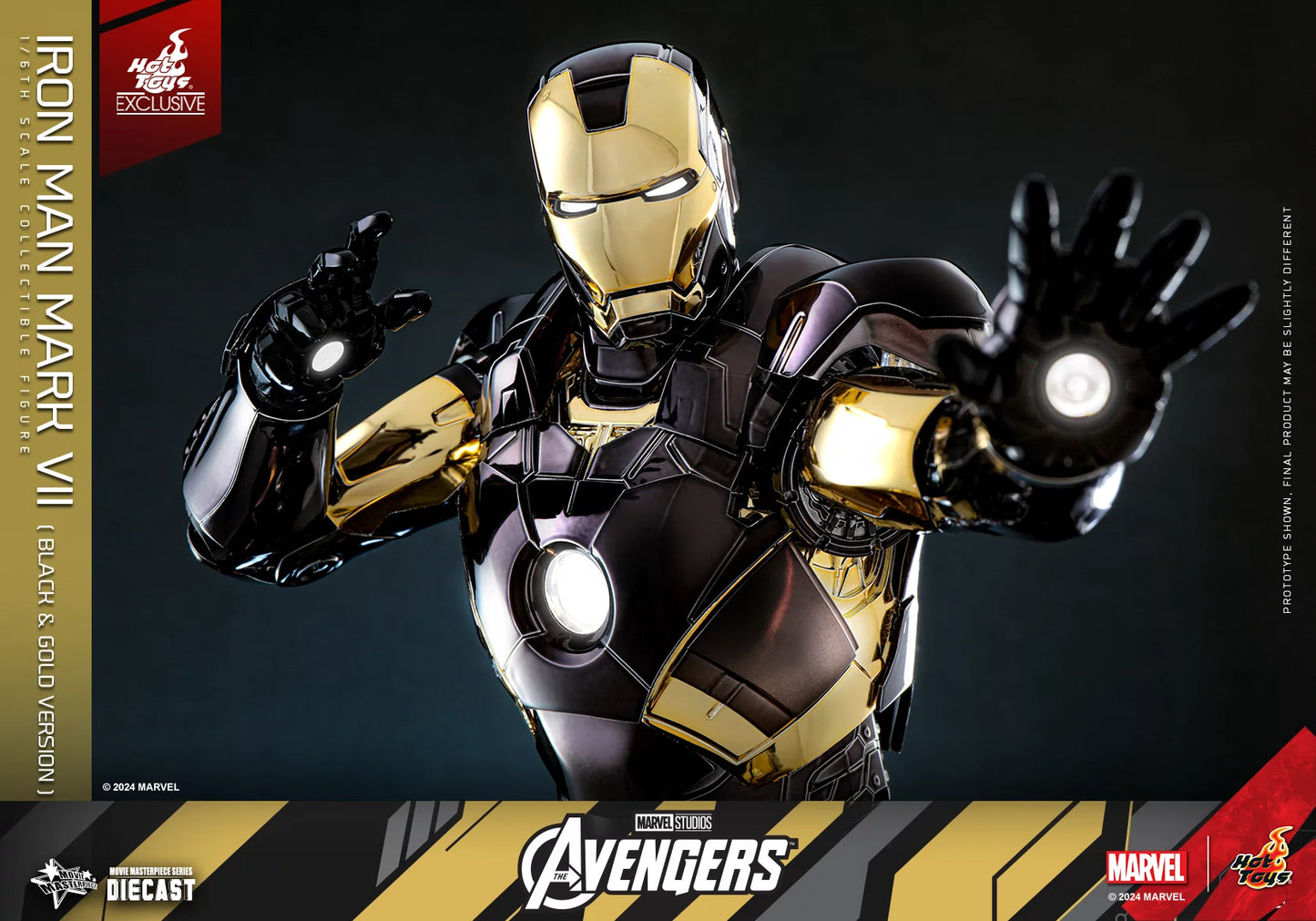 Hot Toys 1/6 Iron Man Mark VII Black & Gold Version Diecast Figure MMS741D61