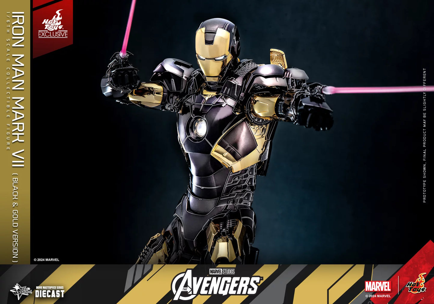 Hot Toys 1/6 Iron Man Mark VII Black & Gold Version Diecast Figure MMS741D61