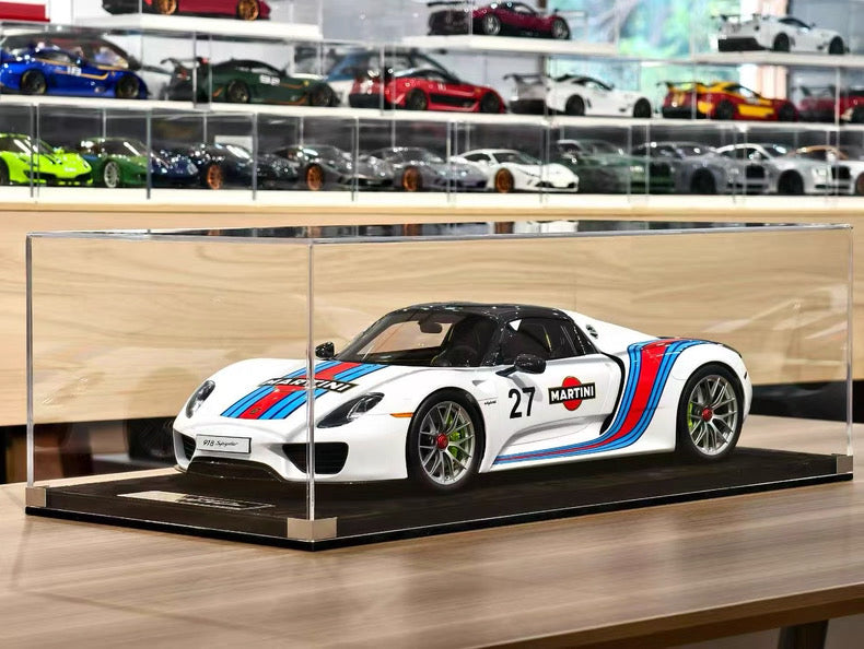 HH Model 1:8 Porsche 918 Spyder Martini Racing Livery Resin Model with Display Case