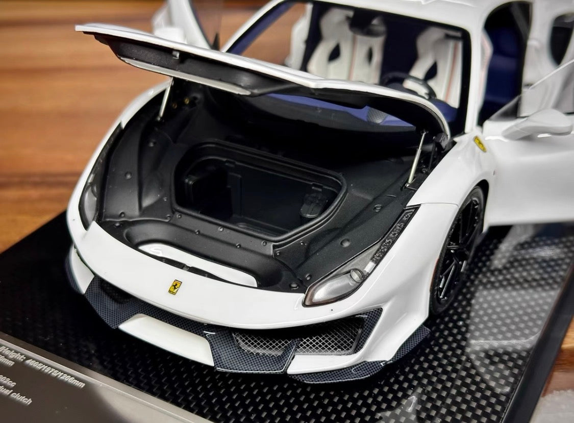 DM PRO 1/18 Ferrari 488 Pista Fully Open Resin White Model