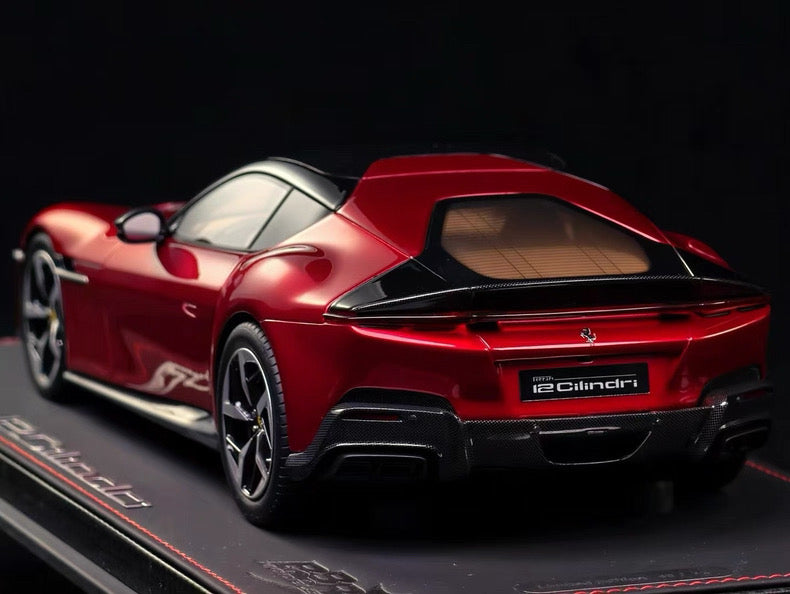 BBR 1/18 Ferrari 12 Cilindri Resin Model – Volcano Red (Glass Roof)
