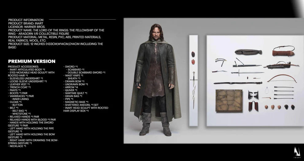 INART 1/6 Aragorn The Lord of the Rings Figure (Ranger Version)