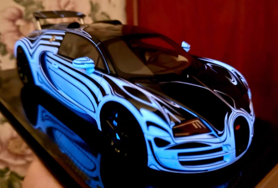 Dino Model 1/18 Bugatti Veyron Supercar Resin Model – Night Glow Blue Limited Edition