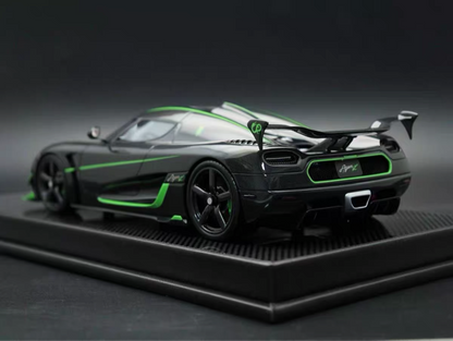 VMB 1/18 Koenigsegg Agera R+ Full Carbon Green Stripe Resin Model