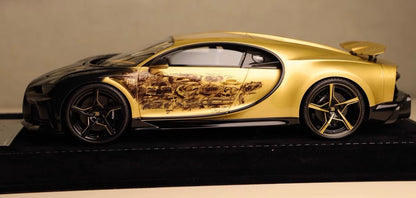 HH 1/18 Bugatti Chiron Golden Era Black Gold Resin Model Limited Edition