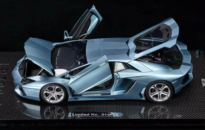 MCM Model 1/18 Lamborghini Aventador LP700 Ice Blue Full Opening Resin Model