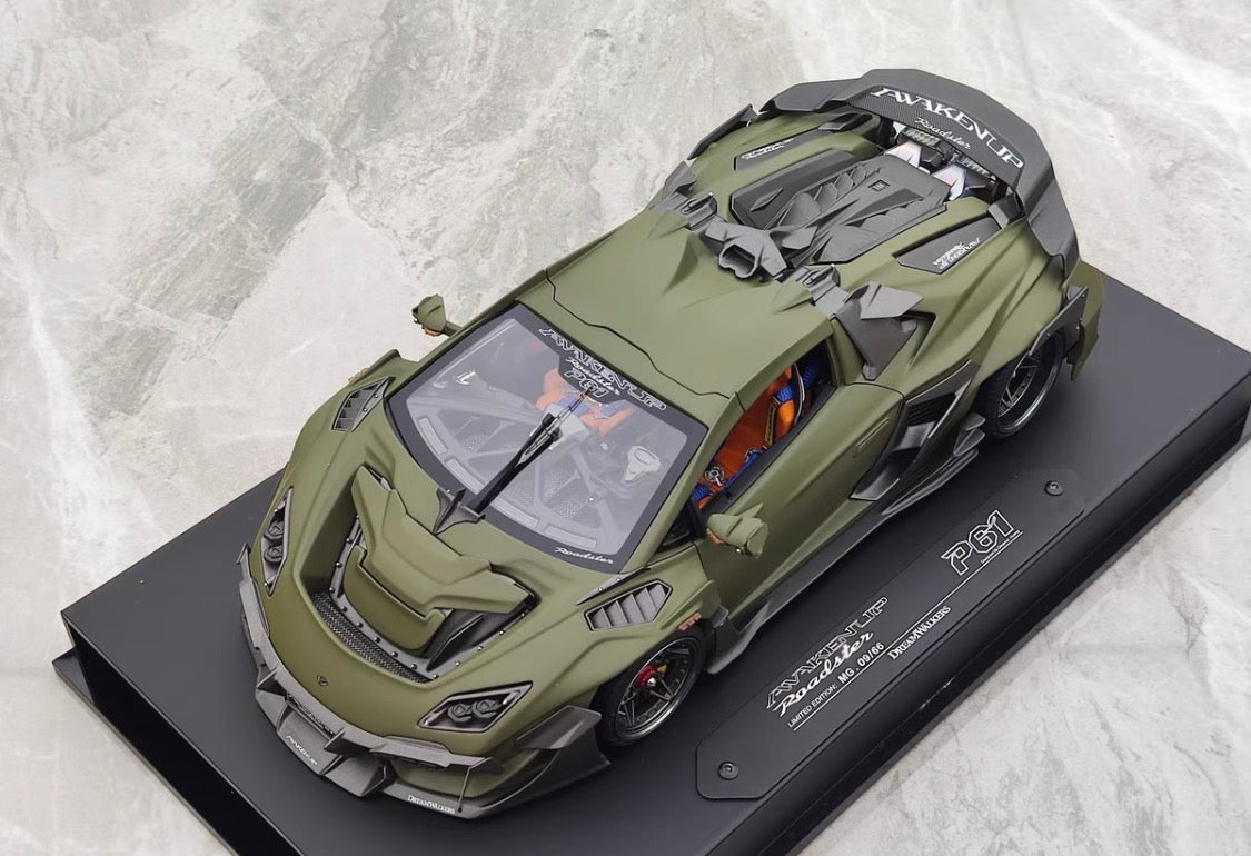 Dreamwalkers 1/18 Lamborghini Awakenup P61 Matte Battle Grey Resin Model