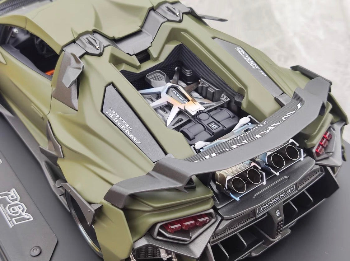 Dreamwalkers 1/18 Lamborghini Awakenup P61 Matte Battle Grey Resin Model
