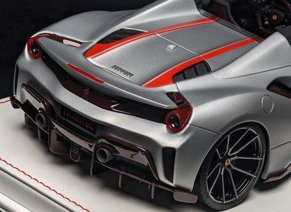 Davis & Giovanni 1/18 Novitec Ferrari 488 Pista Resin Model – Silver with Red Stripe