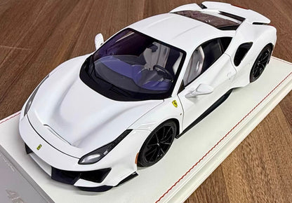 DM Model 1/18 Ferrari 488 Pista Fully Open Resin White Model