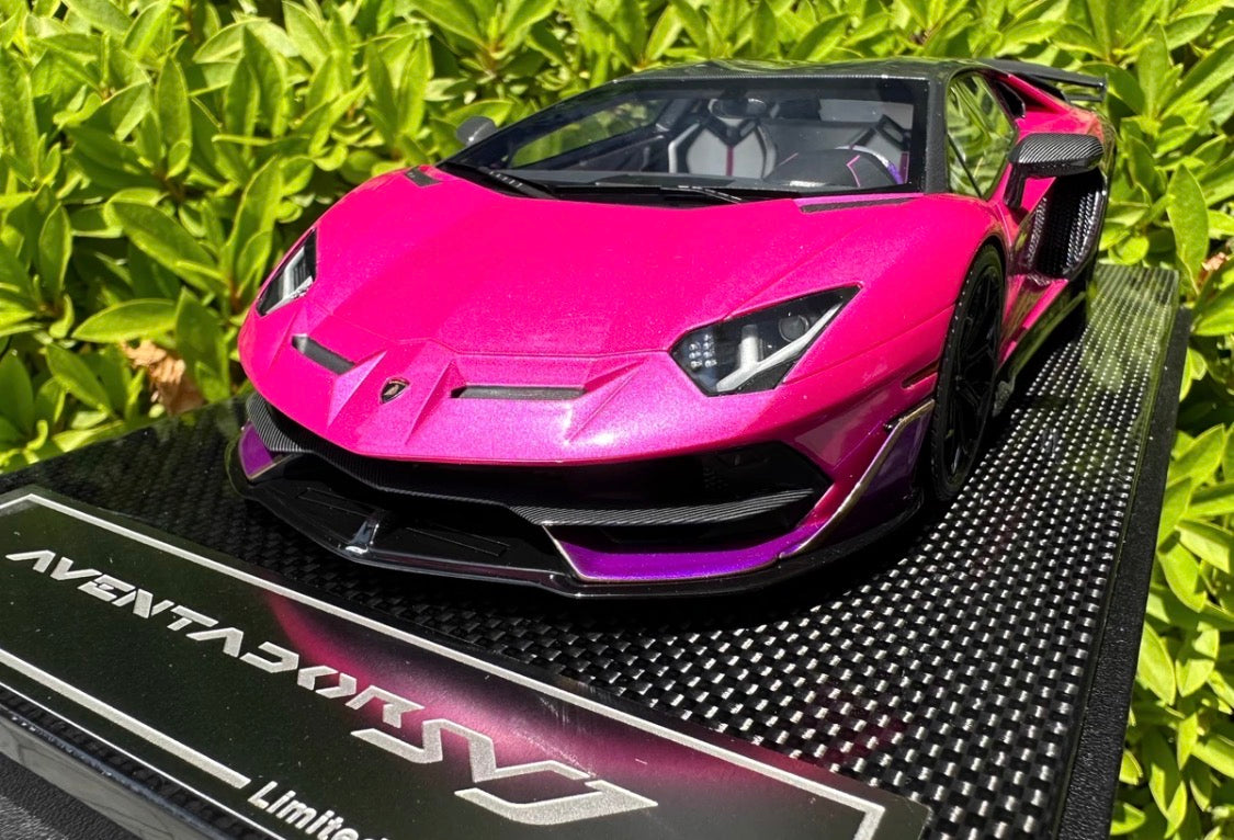 Dino Model Lamborghini Aventador SVJ Pink Chrome 1/18 Resin Model