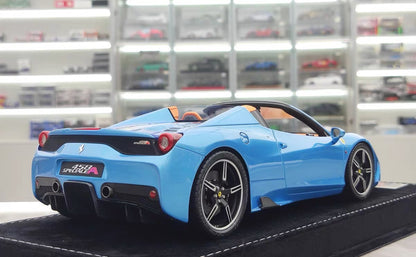 HH 1/18 Ferrari 458 Speciale Aperta Resin Model – Grigio Allou Blue Silver – HH338