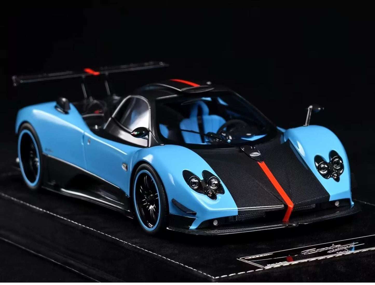 HH Model 1/18 Pagani Zonda Cinque Baby Blue Carbon Resin Model