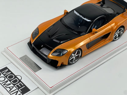 ONE MODEL 1:18 Mazda RX-7 (FD3S) VeilSide Fortune — Orange/Black Resin Model