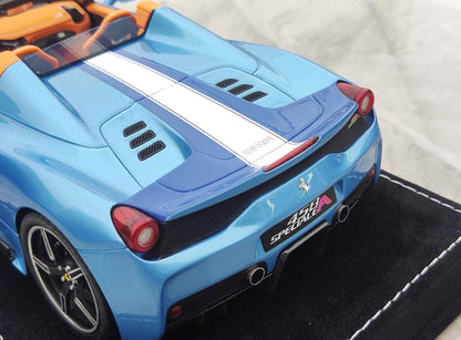 HH 1/18 Ferrari 458 Speciale Aperta Resin Model – Grigio Allou Blue Silver – HH338