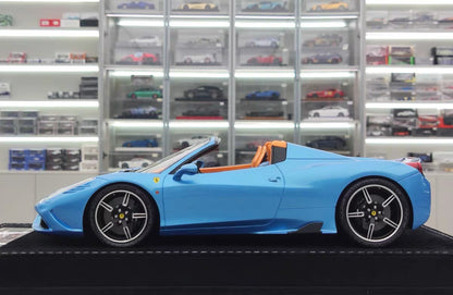 HH 1/18 Ferrari 458 Speciale Aperta Resin Model – Grigio Allou Blue Silver – HH338