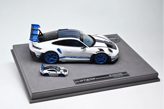 TP 1/18 & 1/64 Porsche 911 GT3 RS Sonderwunsch Twin Set – White Blue