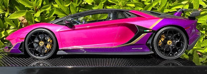 Dino Model Lamborghini Aventador SVJ Pink Chrome 1/18 Resin Model