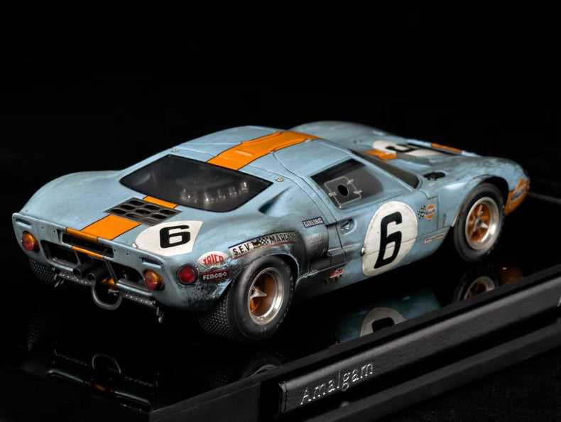 Amalgam 1:18 Ford GT40 #6 Le Mans 1969 Winner Weathered Resin Model