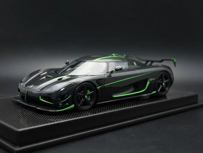 VMB 1/18 Koenigsegg Agera R+ Full Carbon Green Stripe Resin Model