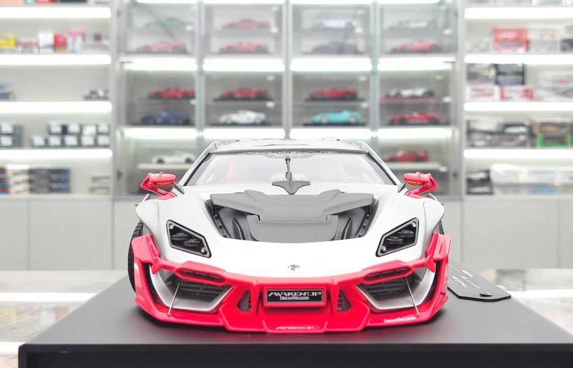 Dreamwalkers 1/18 Lamborghini Awakenup P61 Electroplated Silver Resin Model