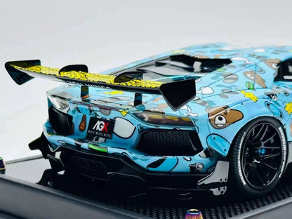 LBWK 1/18 Lamborghini Aventador 2.0 KAWS Blue Resin Model