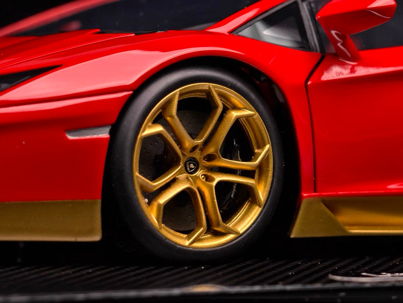 MCM 1/18 Lamborghini Aventador LP700-4 Red Gold Trim | Full Open Resin Model