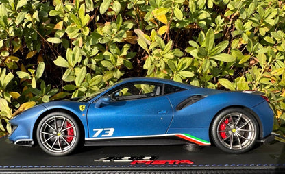 BBR 1/18 Ferrari 488 Pista Matte Blue Tricolore Limited Edition