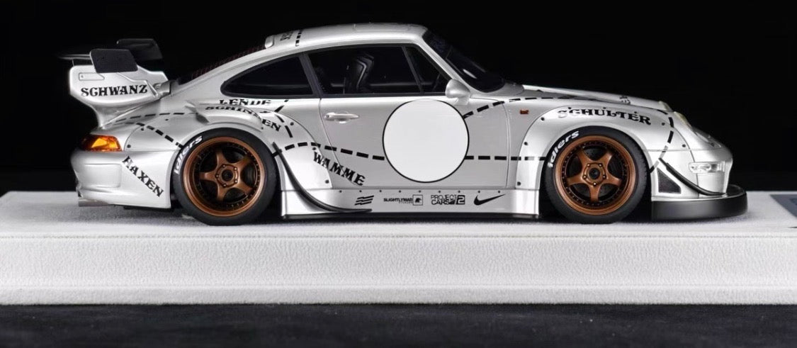FuelMe Porsche 911 RWB 993 Silver Pig Edition 1/18 Resin Model