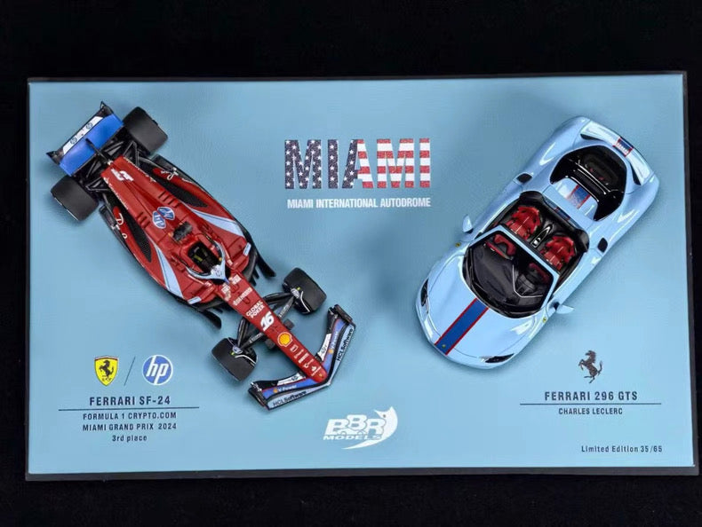 BBR 1/43 Ferrari SF-24 & 296 GTS Miami Special Livery Double Set