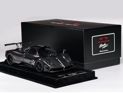 HH Model 1/18 Pagani Zonda Cinque Full Carbon Black Resin Model