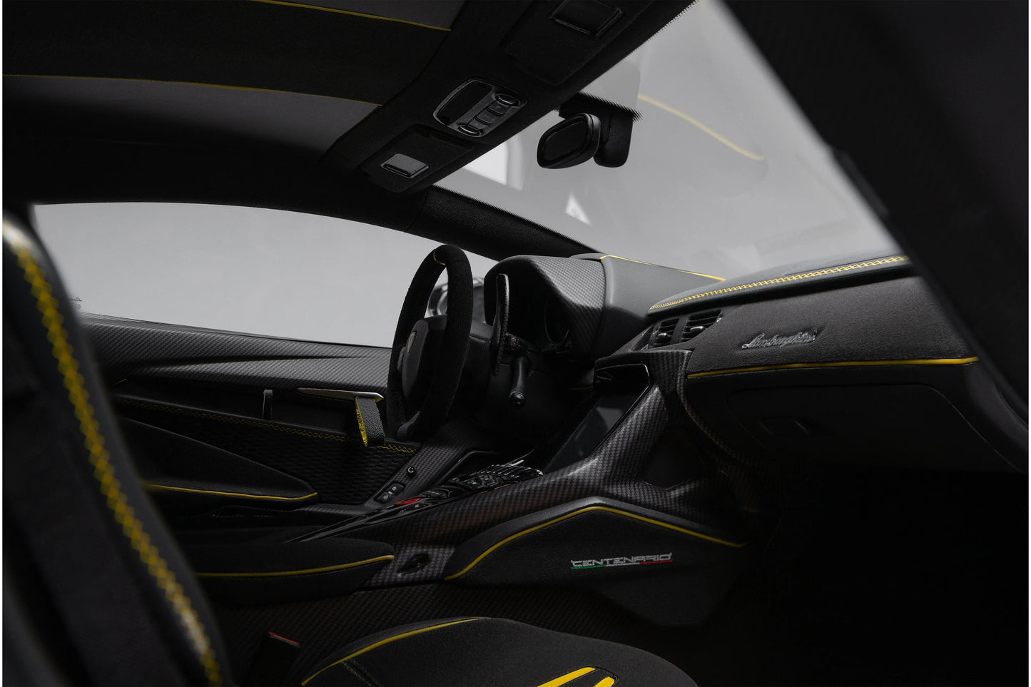 Amalgam 1/8 Lamborghini Centenario – Carbon Black with Yellow Accents | Air Shipping from China