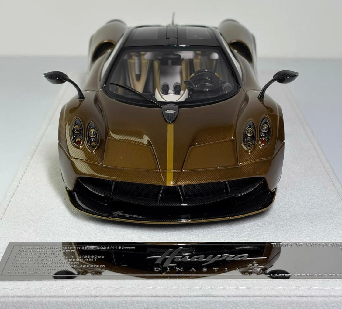FuelMe Pagani Huayra Brown Carbon Gold Wheels 1/18 Diecast Model