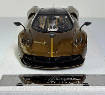 FuelMe Pagani Huayra Brown Carbon Gold Wheels 1/18 Diecast Model