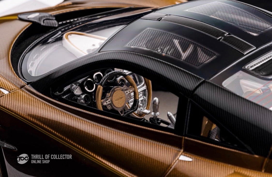 FuelMe Pagani Huayra Dinastia Brown Carbon Gold Wheels 1/18 Resin Model Limited 50