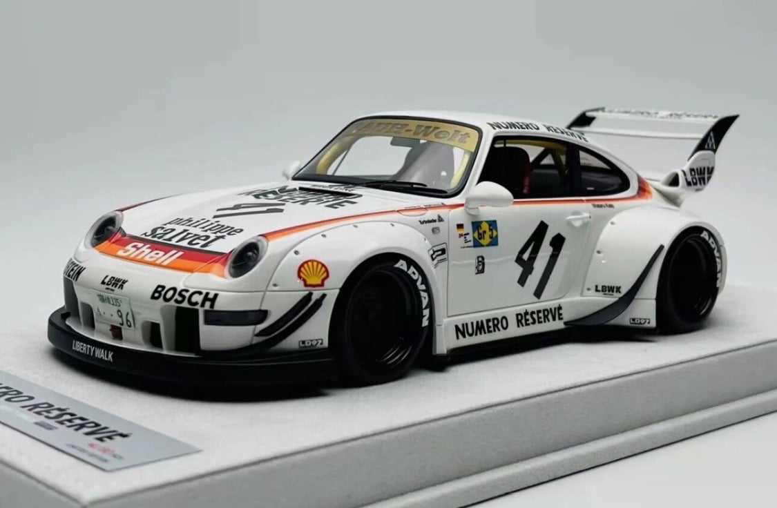FuelMe Porsche 911 (993) RWB Numero Reserve 41 White 1/18 Resin Model