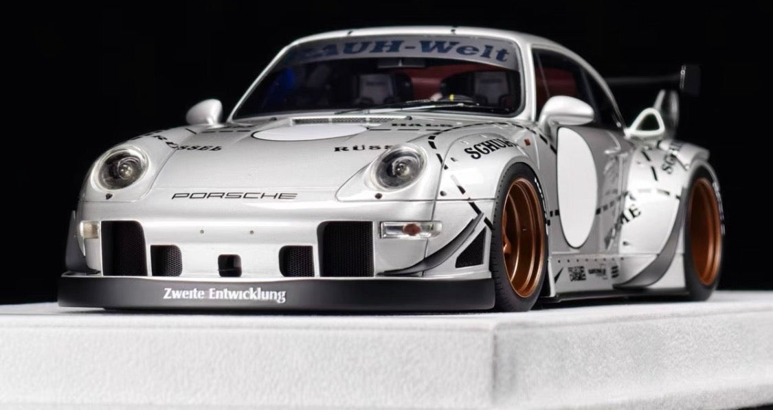 FuelMe Porsche 911 RWB 993 Silver Pig Edition 1/18 Resin Model