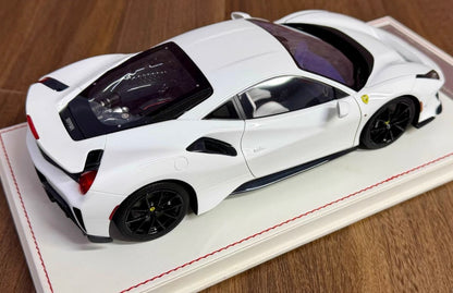 DM Model 1/18 Ferrari 488 Pista Fully Open Resin White Model