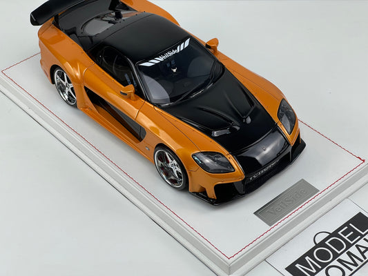 ONE MODEL 1:18 Mazda RX-7 (FD3S) VeilSide Fortune — Orange/Black Resin Model