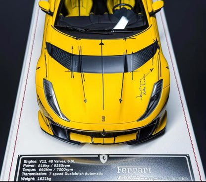 Davis&Giovanni 1/18 ferrari 812 competizione matte yellow resin model – limited 20