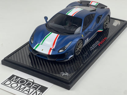 BBR 1/18 Ferrari 488 Pista Piloti Abu Dhabi Blue Limited 10pcs carbon base No 6
