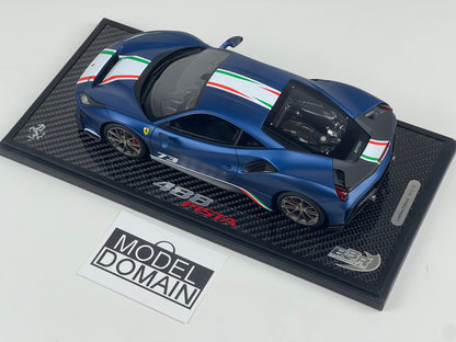 BBR 1/18 Ferrari 488 Pista Piloti Abu Dhabi Blue Limited 10pcs carbon base No 6