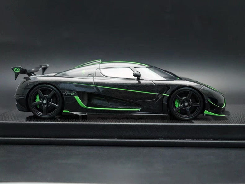 VMB 1/18 Koenigsegg Agera R+ Full Carbon Green Stripe Resin Model