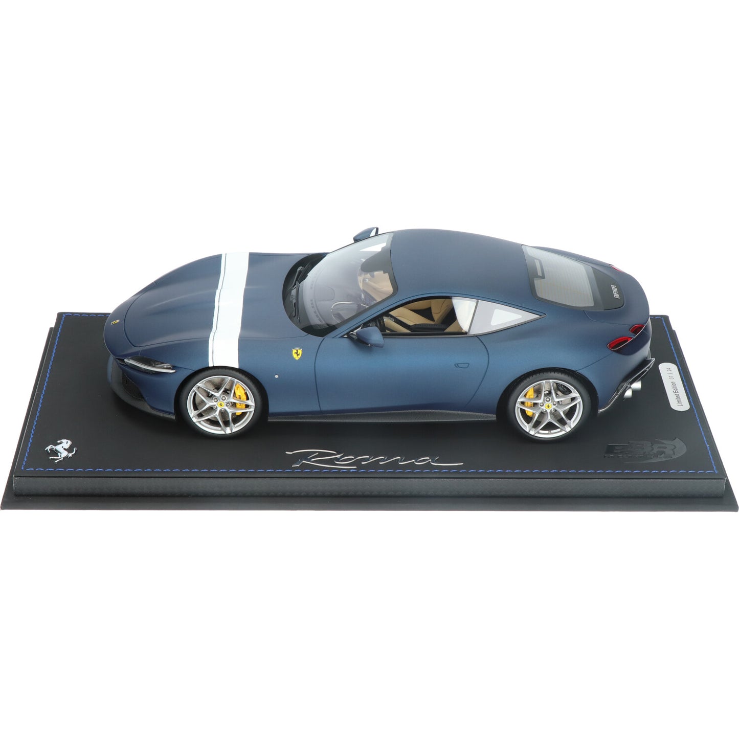 BBR Ferrari Roma Matte Blue White Racing Stripe 1/18 Resin Model