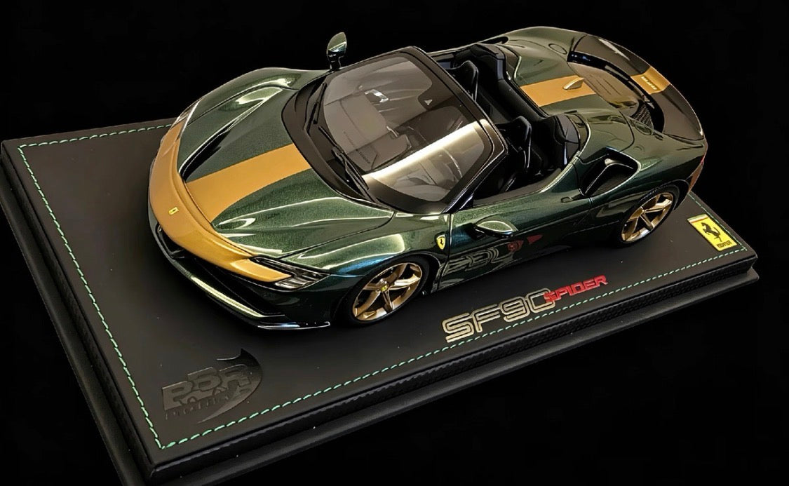 BBR 1/18 Ferrari SF90 Spider Bespoke Metallic Green Gold Flake Limited 15